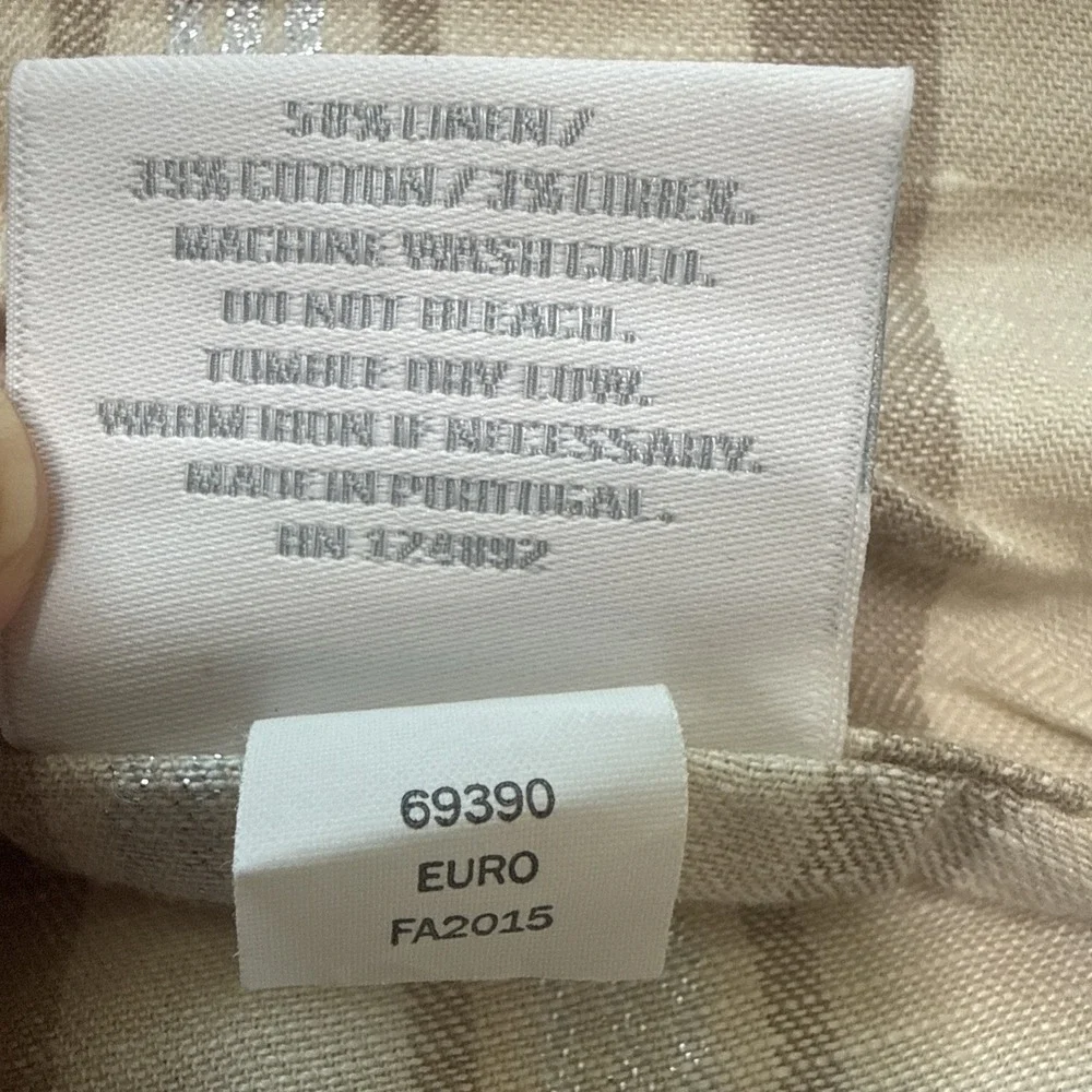 Serena & Lily Pillow Shams Euro Linen Cotton Lurex Metalic Beachy Cottage Beige